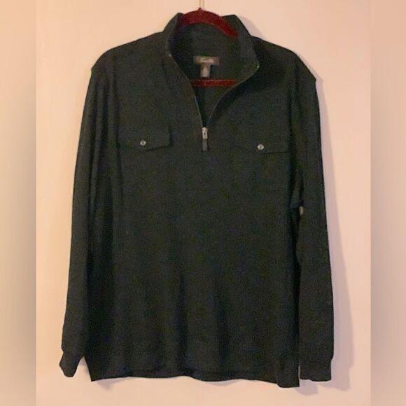 Tasso Elba Faux Suede Shirt Black Long Sleeves Sz Large NWOT Gorgeous - Picture 1 of 5